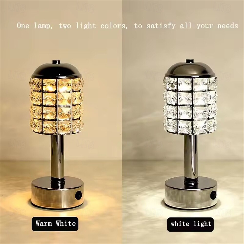 2025年 ゴールド LED クリスタル テーブル ランプ - 温白色のモダンなミニマリスト USB 充電式ベッドサイド ランプ &寝室、カフェ、レストランの装飾に適したデュアルカラー温度  コレクション – $50.99 –P5