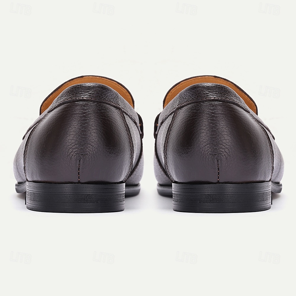 Loafers i premiumkoskinn för män med accent av guldspänne, klassiska formell slip-on skor för affärer, arbete och vardagliga tillfällen 2025 - $94.99 –P4