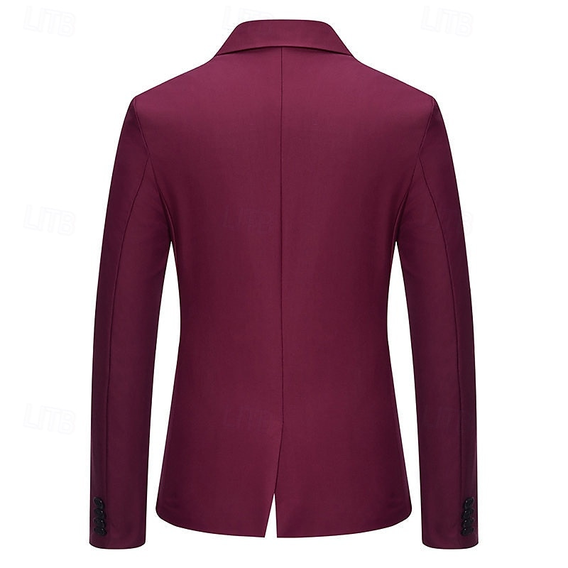 Herren Blazer Sakko Geschäft Cocktailparty Hochzeitsfeier Modisch Brautkleider schlicht Frühling & Herbst Baumwollmischung Farbblock Patchwork Knopf Komfortabel Einreihiger Verschluss Blazer Schwarz 2025 - $44.99 –P7