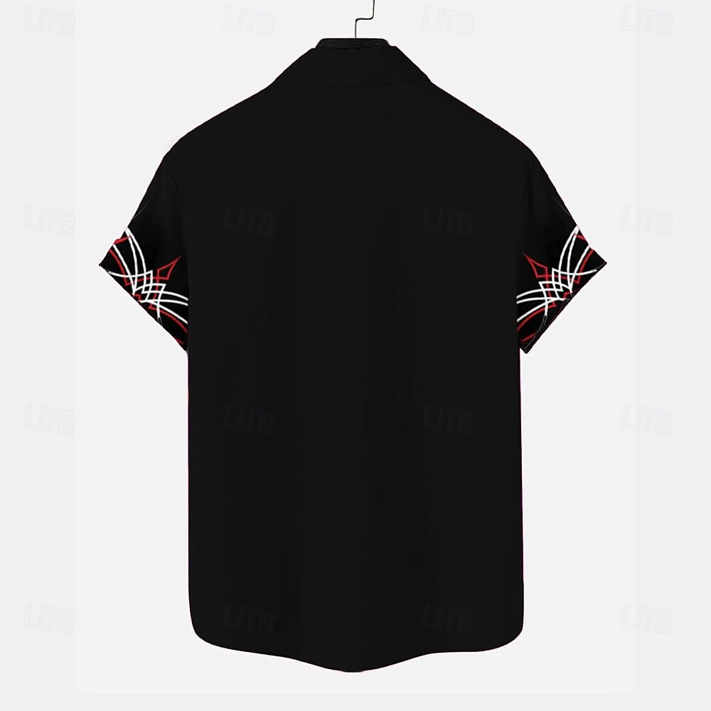 Per uomo Linea Maglietta informale Camicia con bottoni Manica corta Informale Casual Informale Estate Primavera Collo ripiegabile Abbottonare Nero del 2025 a $24.99 –P2