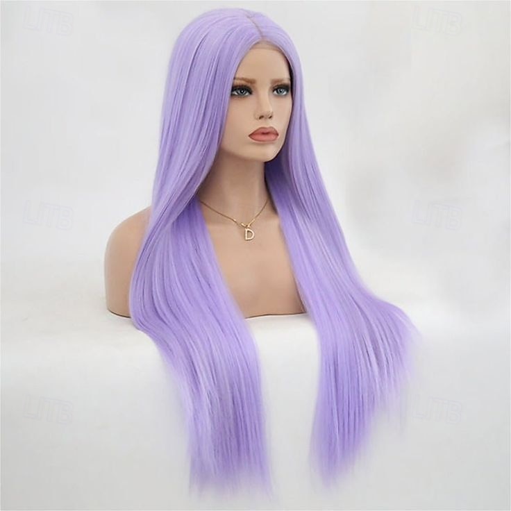 kylie jenner geïnspireerde pruiken synthetische pruik rechte middenscheiding pruik lang paars synthetisch haar dames modieus design zacht natuurlijk paars 2025 - $19.49 –P1