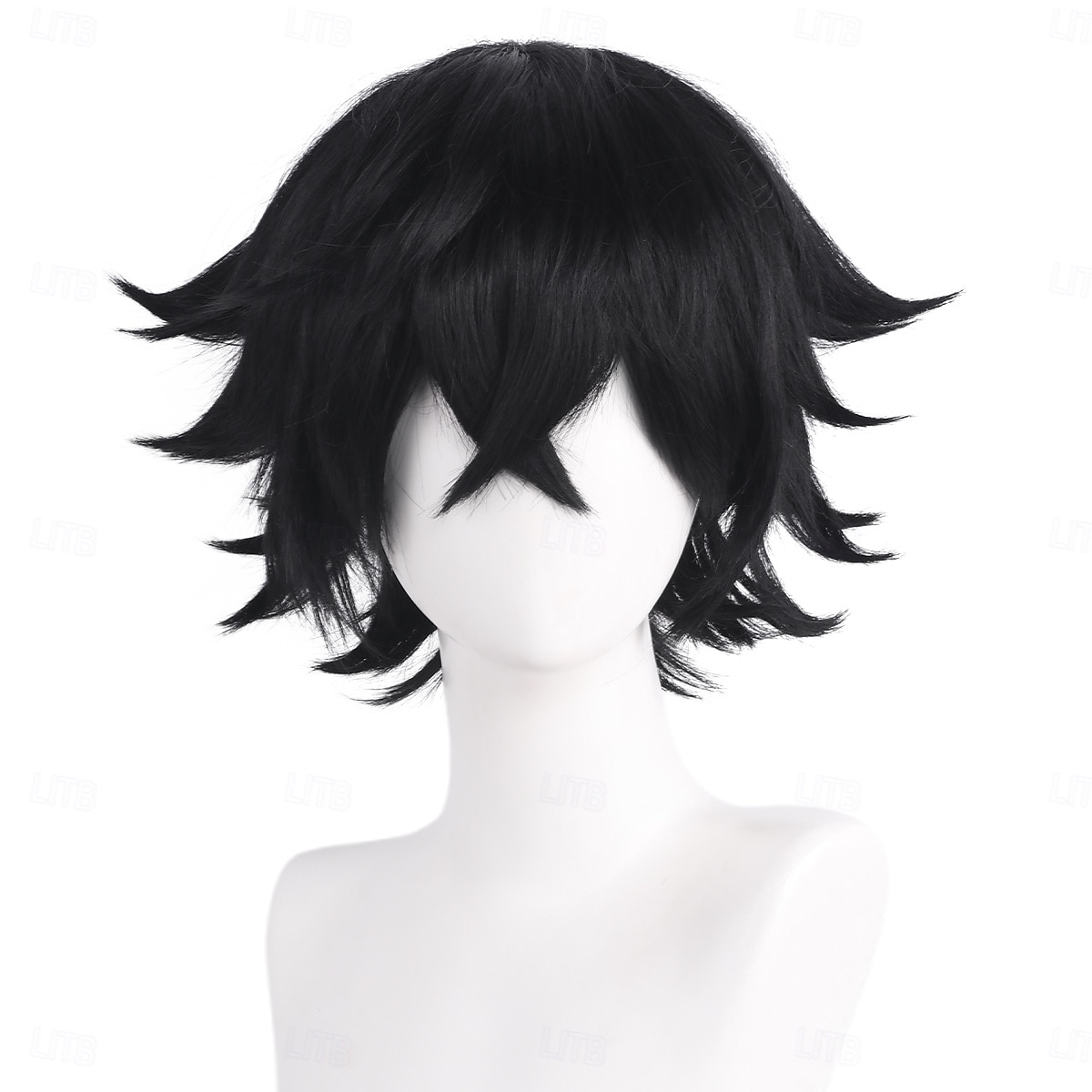 Cosplay Kostüm Perücke Federleichte Locken Natürlich gewellt Kurzer Bob Gerader Pony Mit Pony Maschinell gefertigt Perücke Kurz Natürlich Schwarz Synthetische Haare Herren Klassisch Komfortabel 2025 - $27.99 –P3
