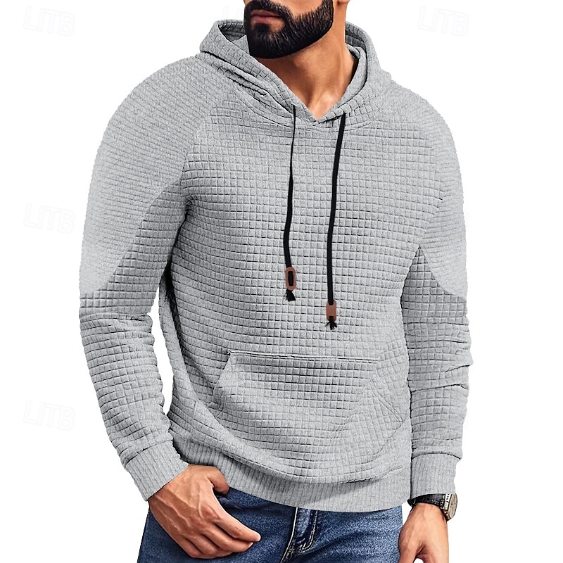 Herr Huvtröja Svart Vit Kaki Ljusgrå Mörkgrå Huva Slät Framficka Strukturerad Sport & Utomhus Dagligen Helgdag Polyester Streetwear Grundläggande Ledigt Vår & Höst Kläder Pull Tröjor Långärmad 2025 - $24.99 –P17
