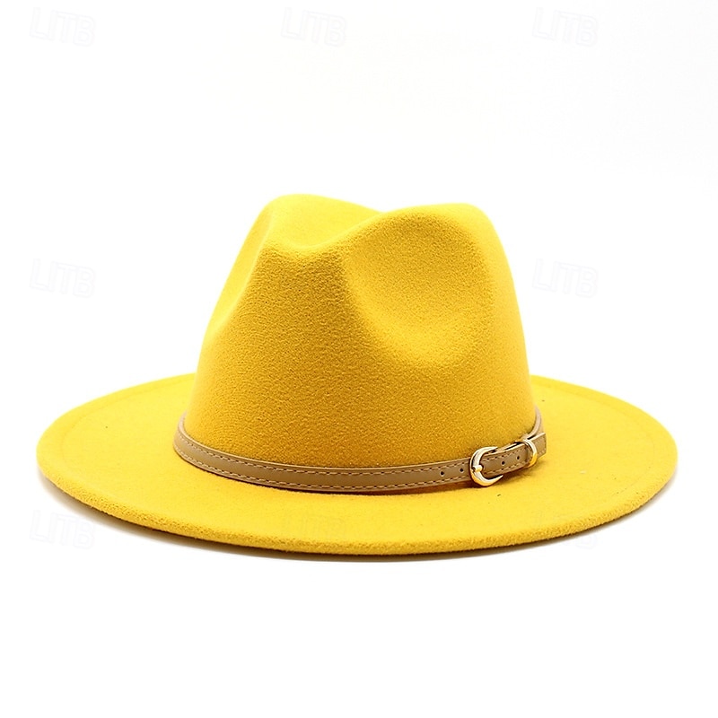 Men's Kentucky Derby Hat Sun Hat Cowboy Hat Fedora Trilby Hat Black White Woolen Vintage Style Fashion 18th Century State of Texas Daily Theme Party Solid / Plain Color Sunscreen Cosplay 2025 - $9.99 –P8