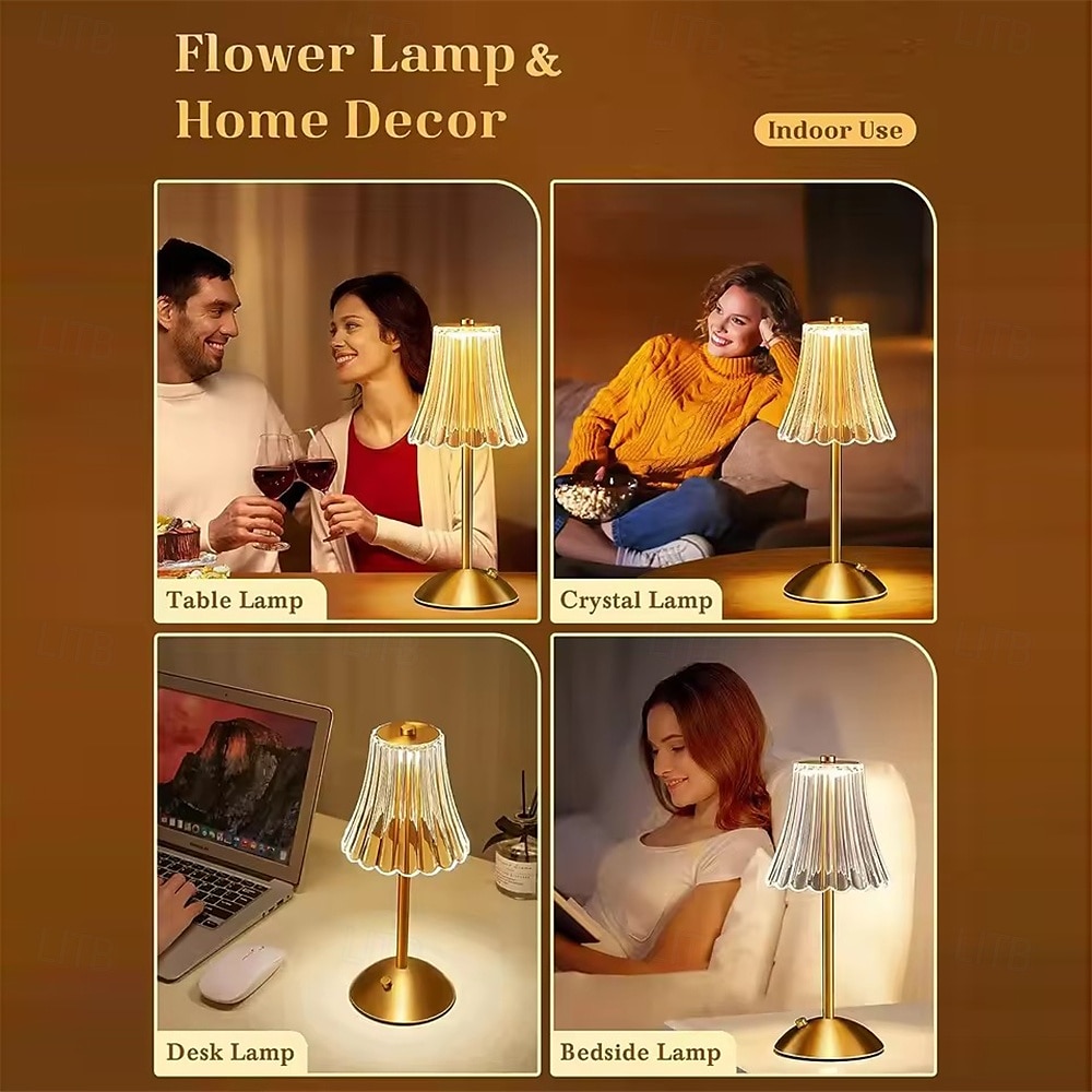 2025年 LED アクリル クリスタル テーブル ランプ - コーヒー ショップ用のワイヤレス USB 充電式タッチ ナイト ライト  コレクション – $59.99 –P9