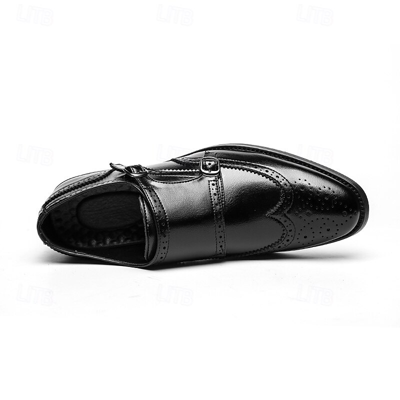 Men's Brown Double Monk Strap Dress Shoes – Genuine Faux Leather Brogue Oxford Shoes for Formal Events and Office Wear 2025 - $46.99 –P5