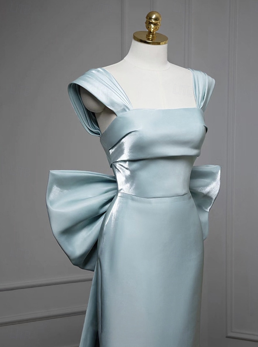 havfrue / trompet bryllup gjestekjoler elegant kjole bryllup bryllup gjestebane tog ermeløs scoop neck taft med sløyfe(r) 2025 2025 - $130.99 –P3