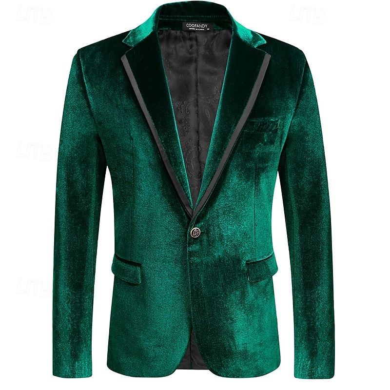 Pánské Blejzr Sametové blejzry Obchod Koktejlový večírek Svatebnívečírek Módní Na běžné nošení Jaro & podzim Polyester Pevná barva Kapsy Knoflíky Pohodlné Jednořadé Blejzr Černá Rubínově červen 2025 - $58.99 –P2