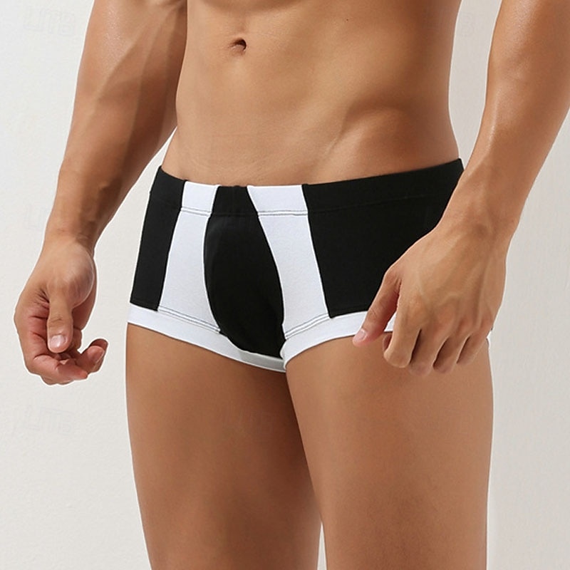 Men's 1 PCS Boxers Underwear Boxer Shorts Patchwork Spandex Breathable Soft Comfortable Color Block Letter & Number Mid Rise Black Red 2025 - $8.99 –P12