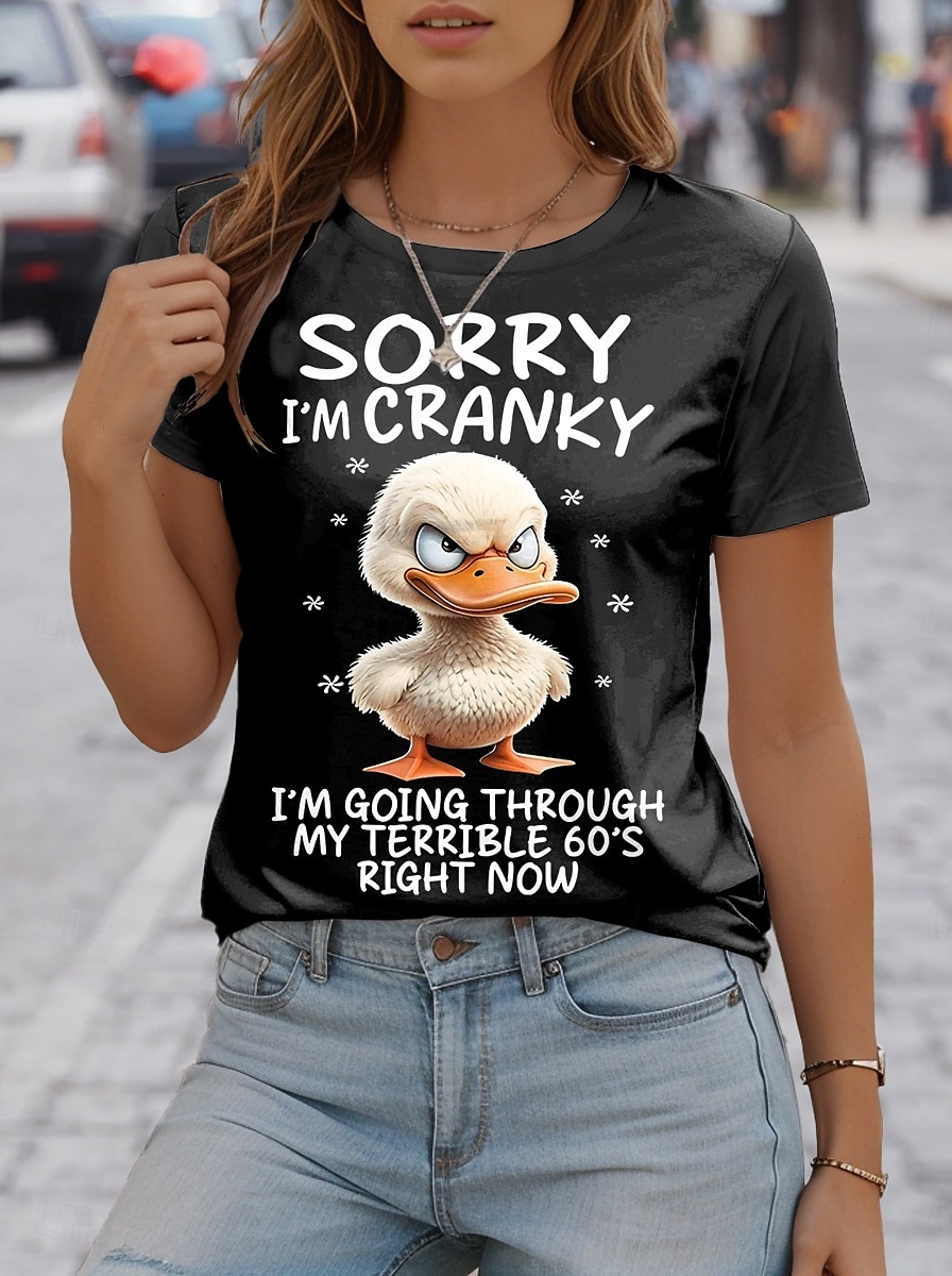 Pentru femei Tricou Animal Casual Manșon scurt Rotund Topuri obișnuite Zilnic Imprimeu Negru Vară 2025 - $19.99 –P2