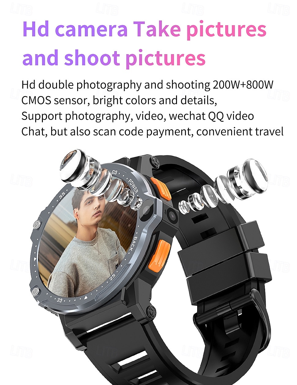 iMosi PG999 Smart Watch 1.54 inch 4G LTE Cellular Smartwatch Phone 4G Pedometer Call Reminder Heart Rate Monitor Compatible with Null Men GPS Long Standby Hands-Free Calls IP 67 43mm Watch Case 2025 - $94.99 –P8