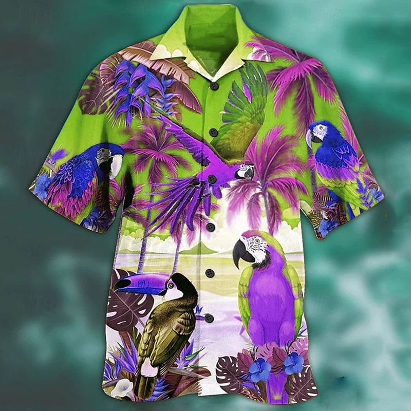Herr Grafisk Hawaiisk Aloha Skjorta Sommarskjorta Hawaii skjorta Kortärmad Skjorta Nedvikt Mode Designer Ledigt Utomhus Gata Ledigt Havsblått Blå Mörkgrön Tryck S M L 2025 - $3.79 –P7