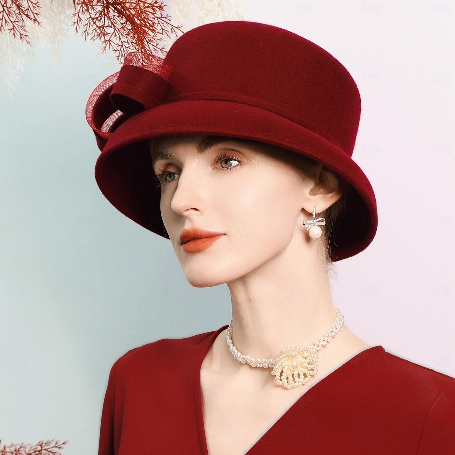 hatter 100% ull bowler / cloche lue bøtte lue bryllup teselskap elegant bryllup med bowknot skjøting hodeplagg hodeplagg 2025 - $74.99 –P19