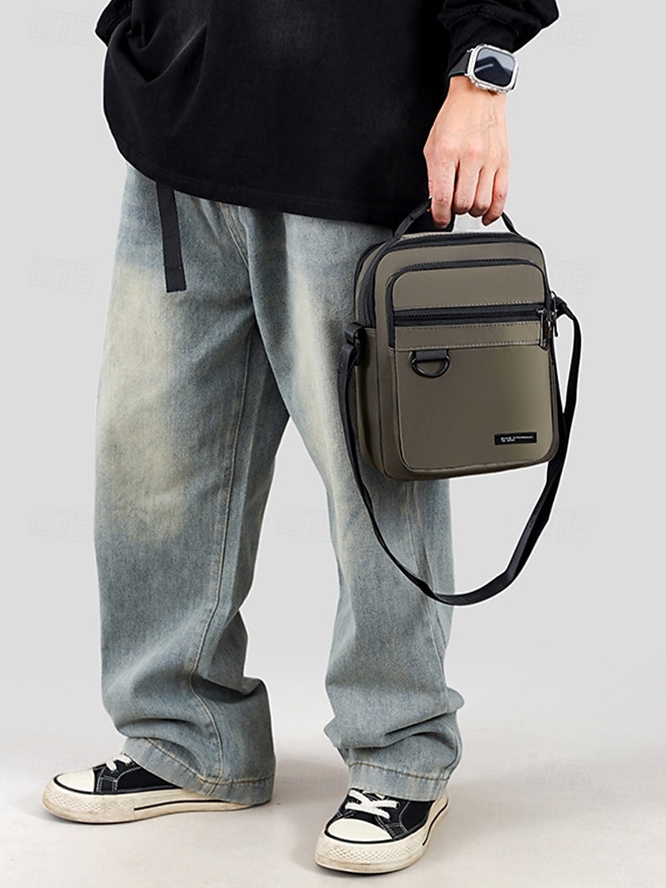 grön crossbody messenger-väska för män med flera fickor med dragkedjor - hållbar och snygg för vardags- och reseanvändning 2025 - $24.99 –P2