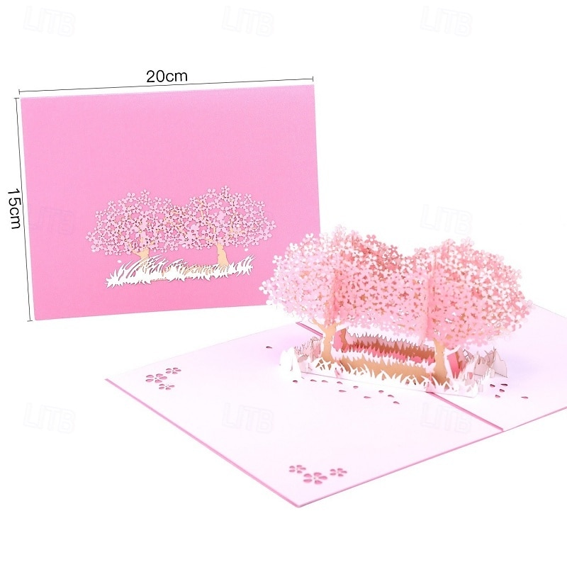3D vyskakovací přání ke dni svatého Valentýna, design stromu s třešňovým květem, papírové vyřezávané přání ke Dni matek, požehnání a děkovné zprávy 2025 - $7.99 –P17