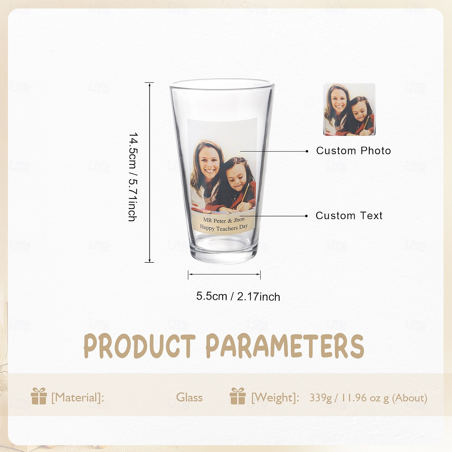 Cana de sticlă personalizată cadoul perfect pentru mamă – Cadou personalizat de nuntă pentru cuplu design cu fotografie și text cadou de zi cu zi pentru familie și prieteni cadou de nuntă și Crăciun 2025 - $12.49 –P1