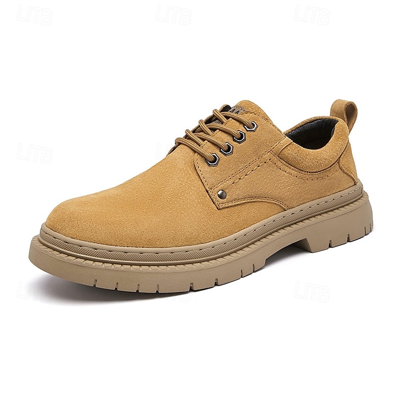 Arbeitsschuhe für Herren aus hellbraunem Wildlederimitat mit Schnürung und robuster Sohle – strapazierfähiges Freizeitschuhwerk für die Arbeit, zum Wandern und für den Alltag 2025 - $59.99 –P3
