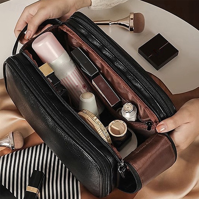 Large-Capacity Travel Cosmetic Bag, Multifunctional Makeup Organizer with Brush Holder, Portable Toiletry Storage Bag for Women 2025 - $8.99 –P7