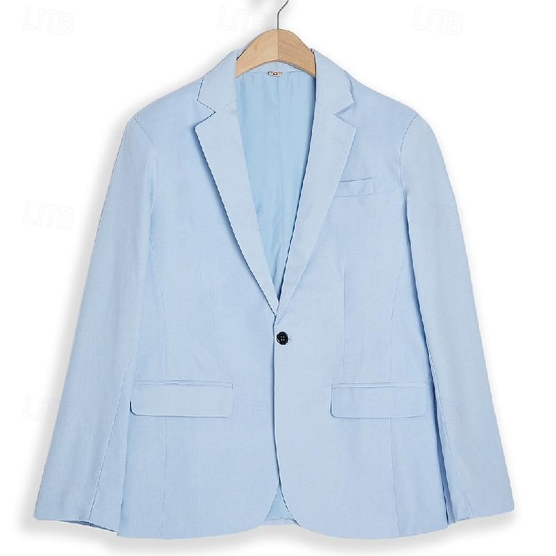 בגדי ריקוד גברים ז'קט בלייזר חתונה בחוף הים חתונה יום יומי\קז'ואל אופנתי יום יומי כל העונות פוליאסטר אחיד בסיסי חזה יחיד כפתור יחיד בְּלֵיזֶר כחול סקיי 2026 - $75.99 –P6