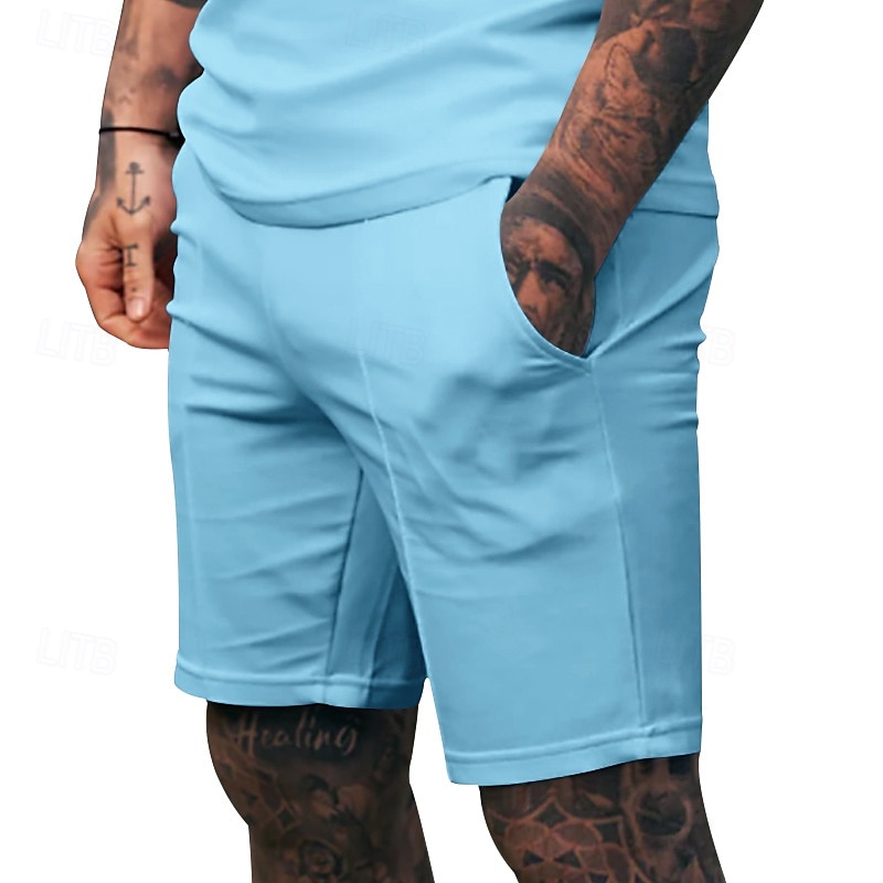 Hombre Pantalones cortos de sudor Pantalón corto Pantalones cortos de verano Bermudas Correa Cintura elástica Plano Comodidad Transpirable Corto Diario Carrera Gimnasia Deportes Ropa Deportiva Negro 2025 - $17.99 –P3