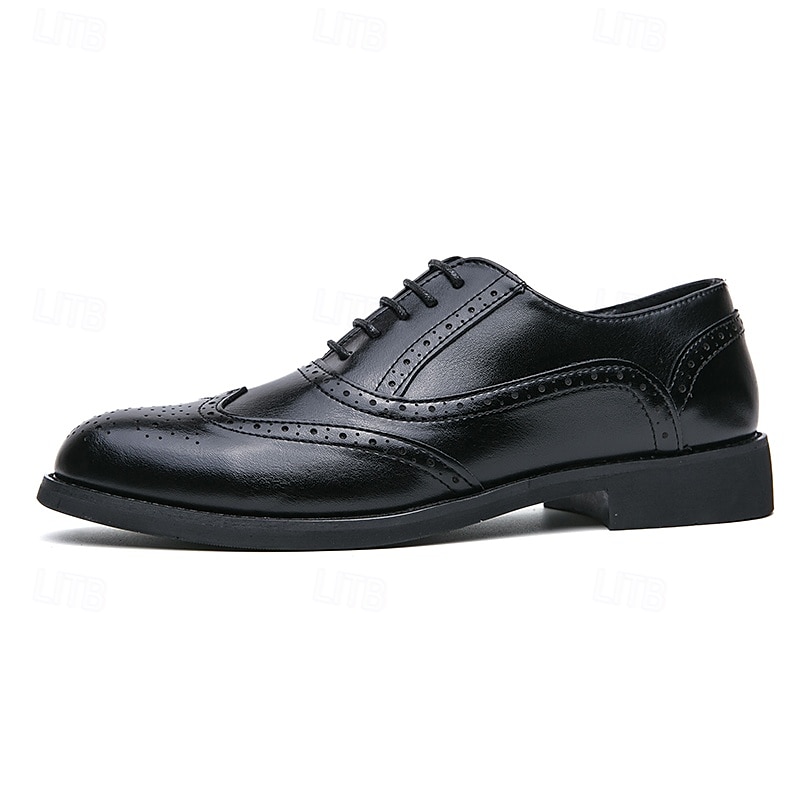 Herresko med tofarget vingetupp i oxford-brogues i brunt og hvitt, ekte skinn med gatsby-inspirerte vintage-sko fra 1920-tallet til bryllup, jazzfester og formelle arrangementer 2025 - $46.99 –P5