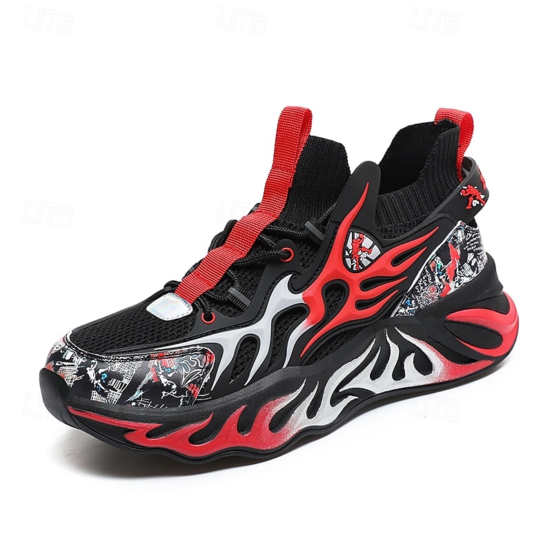 eleganti sneakers rosse da uomo con motivo a fiamma - eleganti e comode, perfette per feste o uscite informali del 2025 a $59.99 –P7