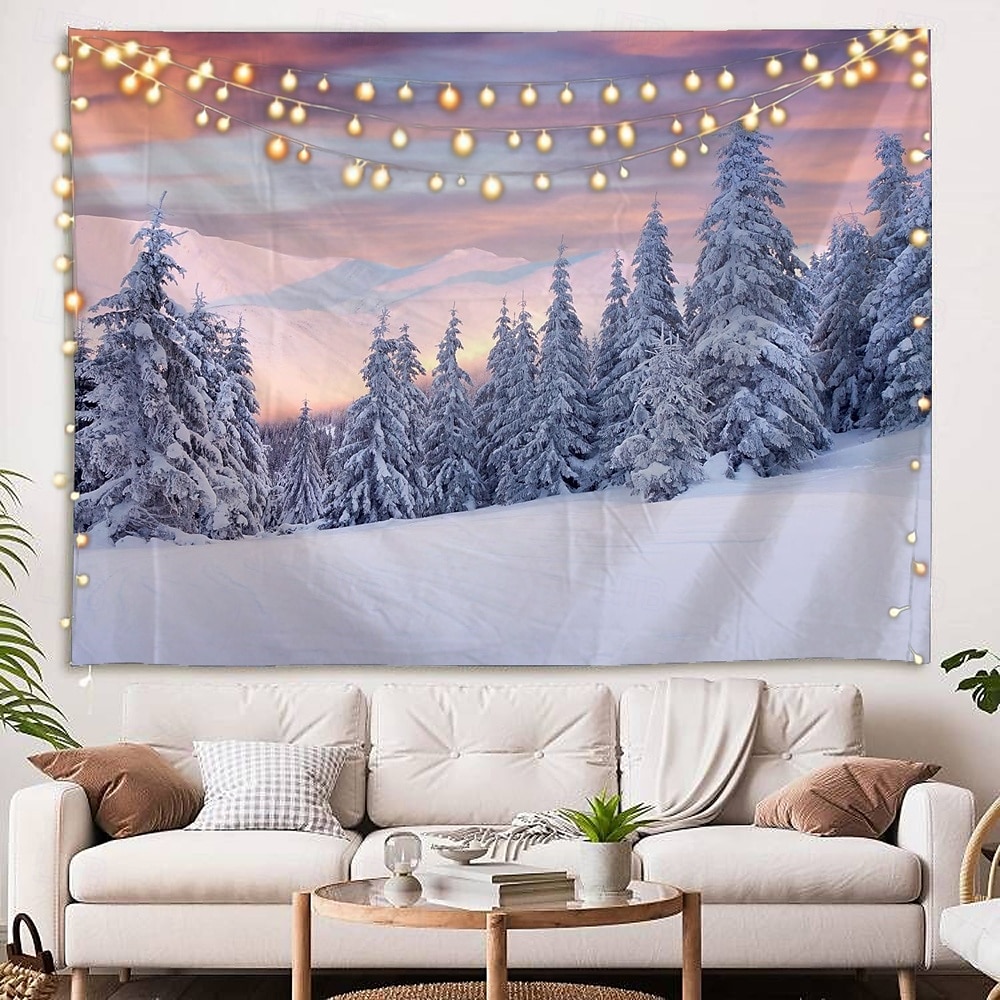 Tapiz colgante de pared con diseño de país de las maravillas invernal, tapiz grande, decoración mural, fotografía, telón de fondo, manta, cortina, decoración del hogar, dormitorio, sala de estar, 2026 - $20.99 –P6