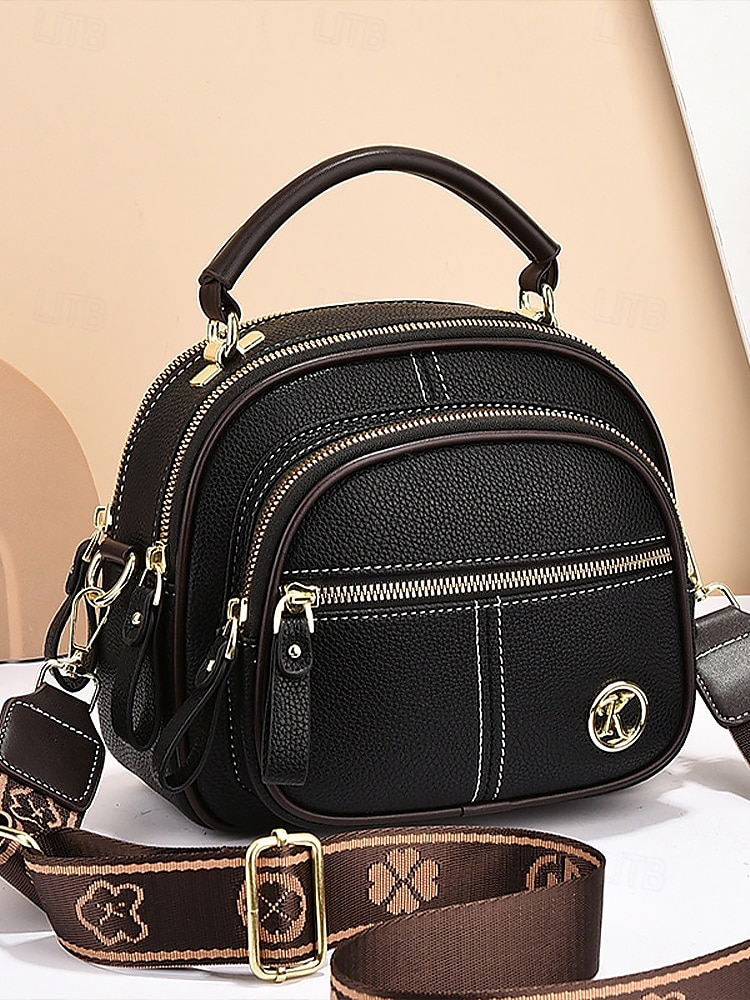 borsa a tracolla da donna in similpelle rossa con tracolla regolabile, più scomparti con cerniera e design compatto: perfetta per lavoro, viaggi e uso quotidiano del 2025 a $34.99 –P3