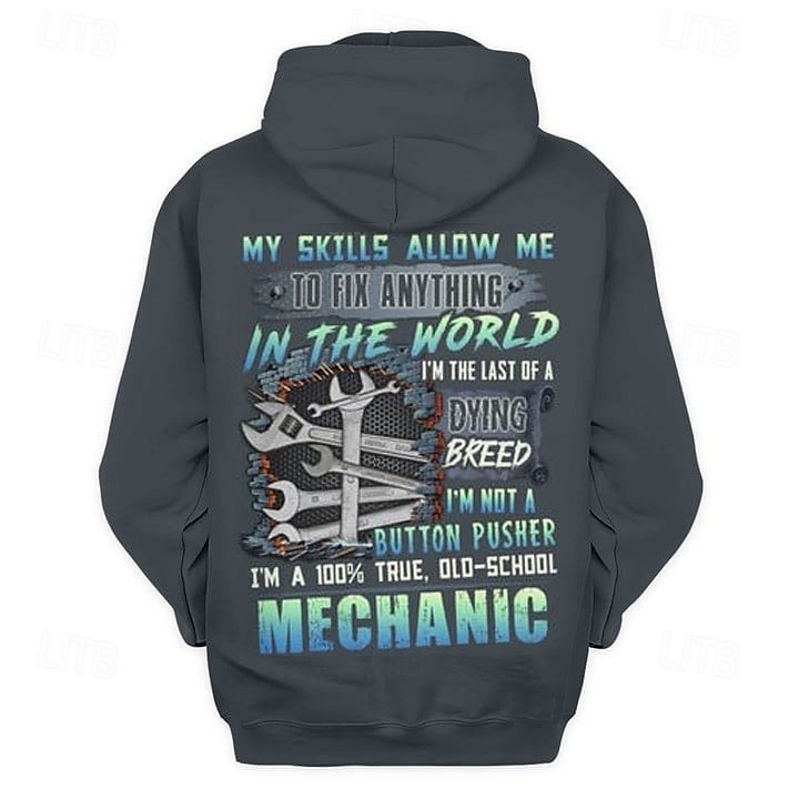 Herren Old School Mechaniker Hoodie - 'Meine Fähigkeiten erlauben es mir alles zu reparieren' Grafik 2026 - $30.99 –P4