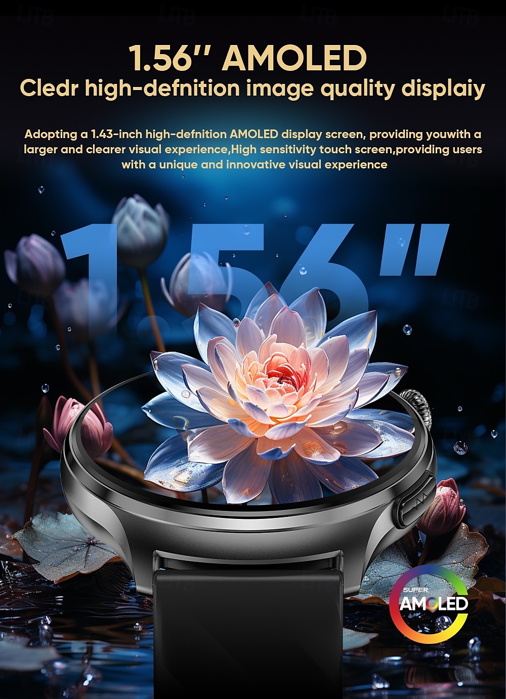 2025年 imosi mt600 スマートウォッチ 1.56 AMOLED インチ スマートウォッチ フィットネス ランニングウォッチ Bluetooth ECGPPG 温度モニタリング 歩数計 Android iOS 対応 女性 男性 ハンズフリー通話 防水 コレクション – $78.99 –P3