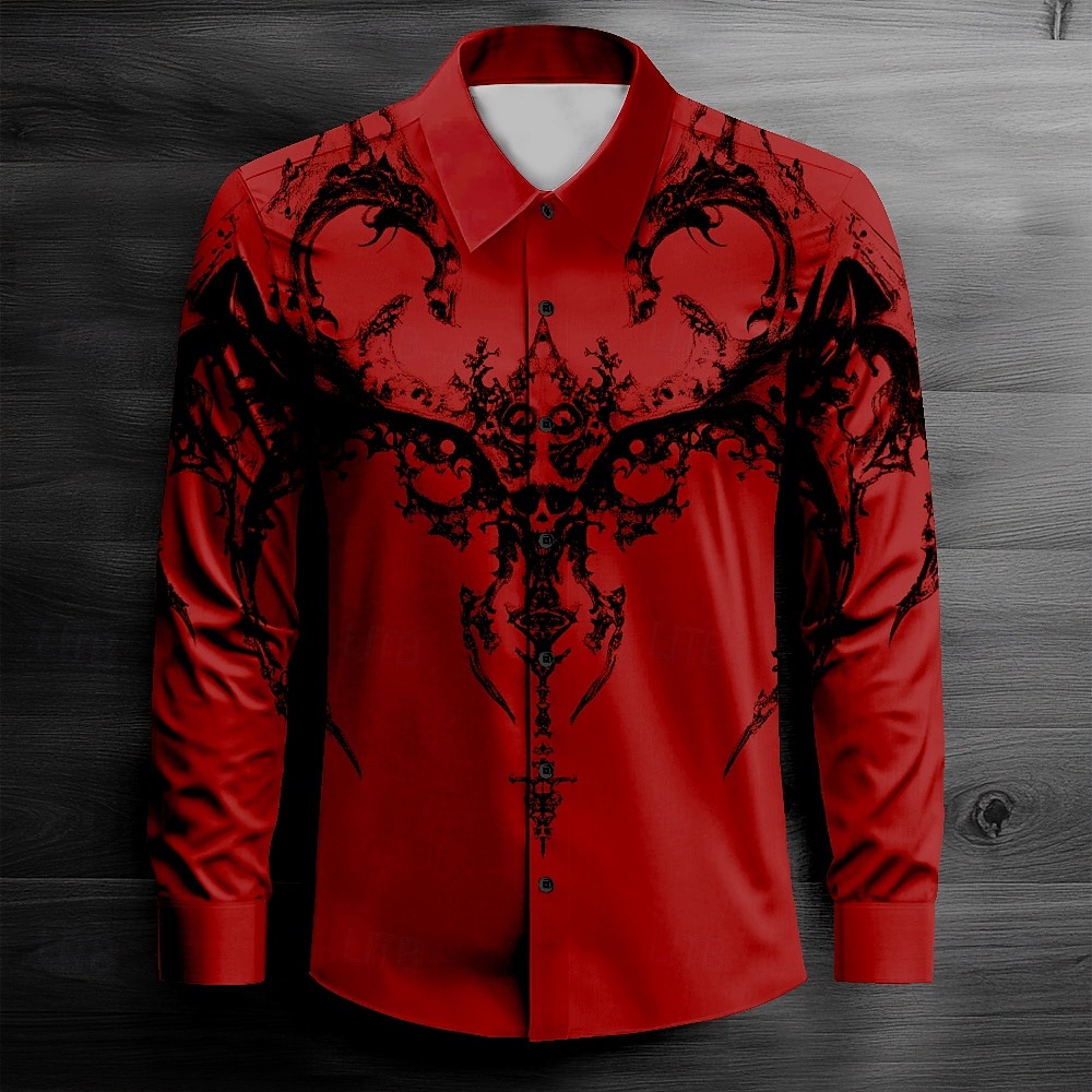 Per uomo Teschi cool Camicia con Bottoni Manica Lunga Moda Casual Abbigliamento da sera Streetwear Quotidiano Autunno Inverno Primavera & Estate Colletto a Camicia Cardigan con Bottoni Stampa 3D Blu del 2026 a $28.99 –P6