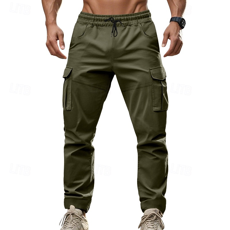 Men's Joggers Trousers Cargo Sweatpants Pocket Drawstring Elastic Waist Plain Comfort Sports Outdoor Daily Fashion Casual ArmyGreen Black Micro-elastic 2026 - $26.99 –P10