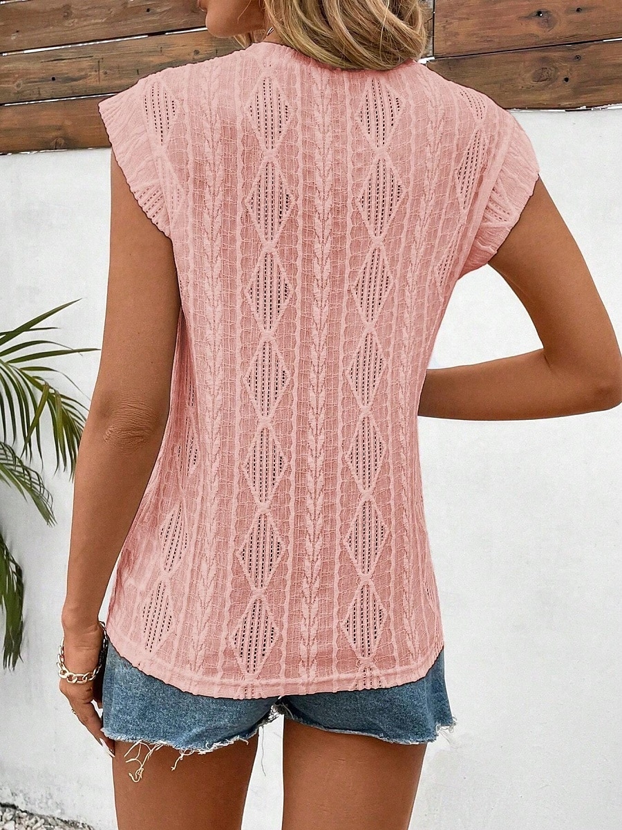 Kvinnes Camisole Tank Top Ensfarget Grunnleggende Hverdagslig Kortermet Rund U-ring Regular Topper Daglig Hull Hvit Rosa Beige Sommer Vår 2025 - $29.99 –P2