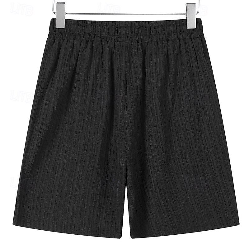 Homens Calção Shorts de linho Shorts de verão Shorts de praia Com Cordão Cintura elástica Tecido Respirável Comprimento do joelho Ao ar livre Feriado Praia Férias Casual Preto Branco de 2025 por $16.49 –P7
