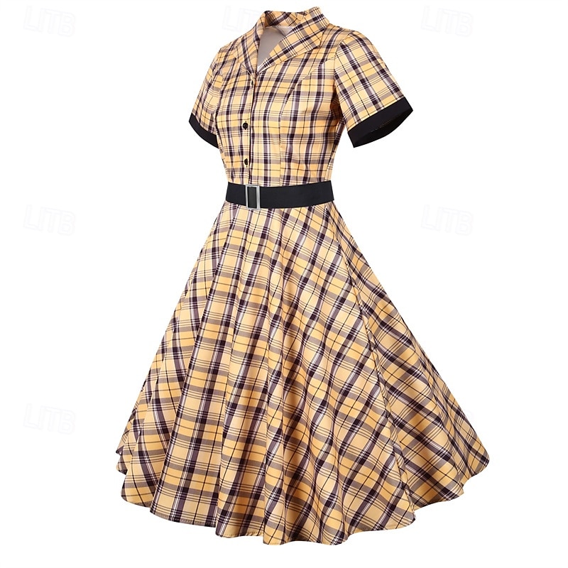 Elegant klasické 1950 Rochii Plisat Linia -A Pentru femei ziua îndragostiților Evenimente / Petrecere Dată Petrecere ceai Adulți Rochie Primavara vara 2025 - $24.99 –P11