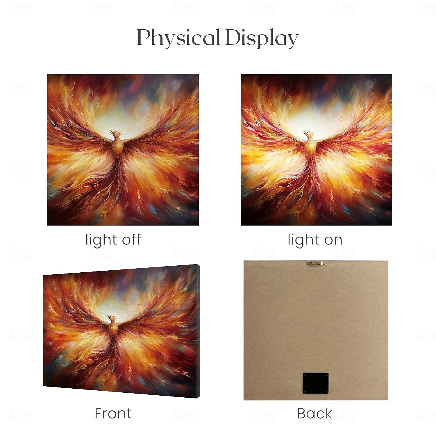 Animal Phenix LED Canvas Wall Art LED Lighted Up Wall Decor 2AA Battery Operated Lighted Canvas Print LED Light Kitchen Bedroom or Home Decor 2025 - $50.99 –P4