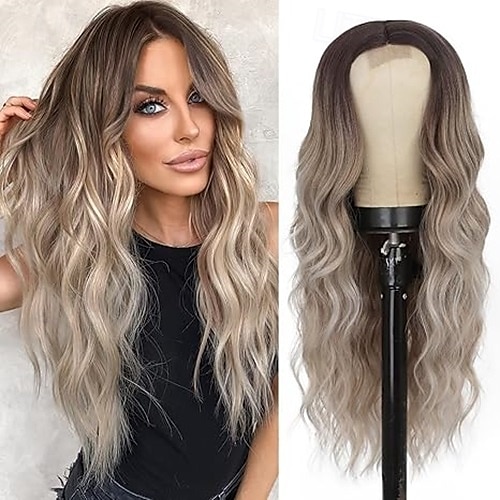 perruques de remplacement de cheveux perruque synthétique longue bouclée ondulée pour femmes noires utilisation quotidienne de fête de 2025 ? $19.99 –P5