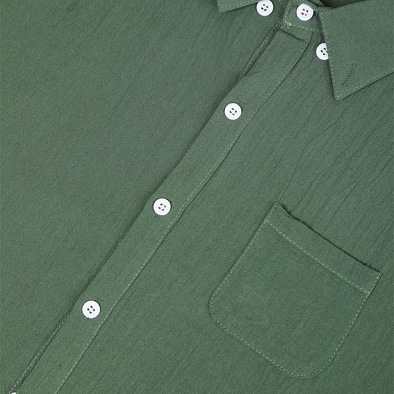 Per uomo Camicia camicia di lino Camicia estiva Camicia da spiaggia Tinta unica Esterno Da mare Nero Verde Cachi Grigio Manica lunga Collo ripiegabile Primavera & Autunno Abbigliamento Bottone giù del 2025 a $7.39 –P7