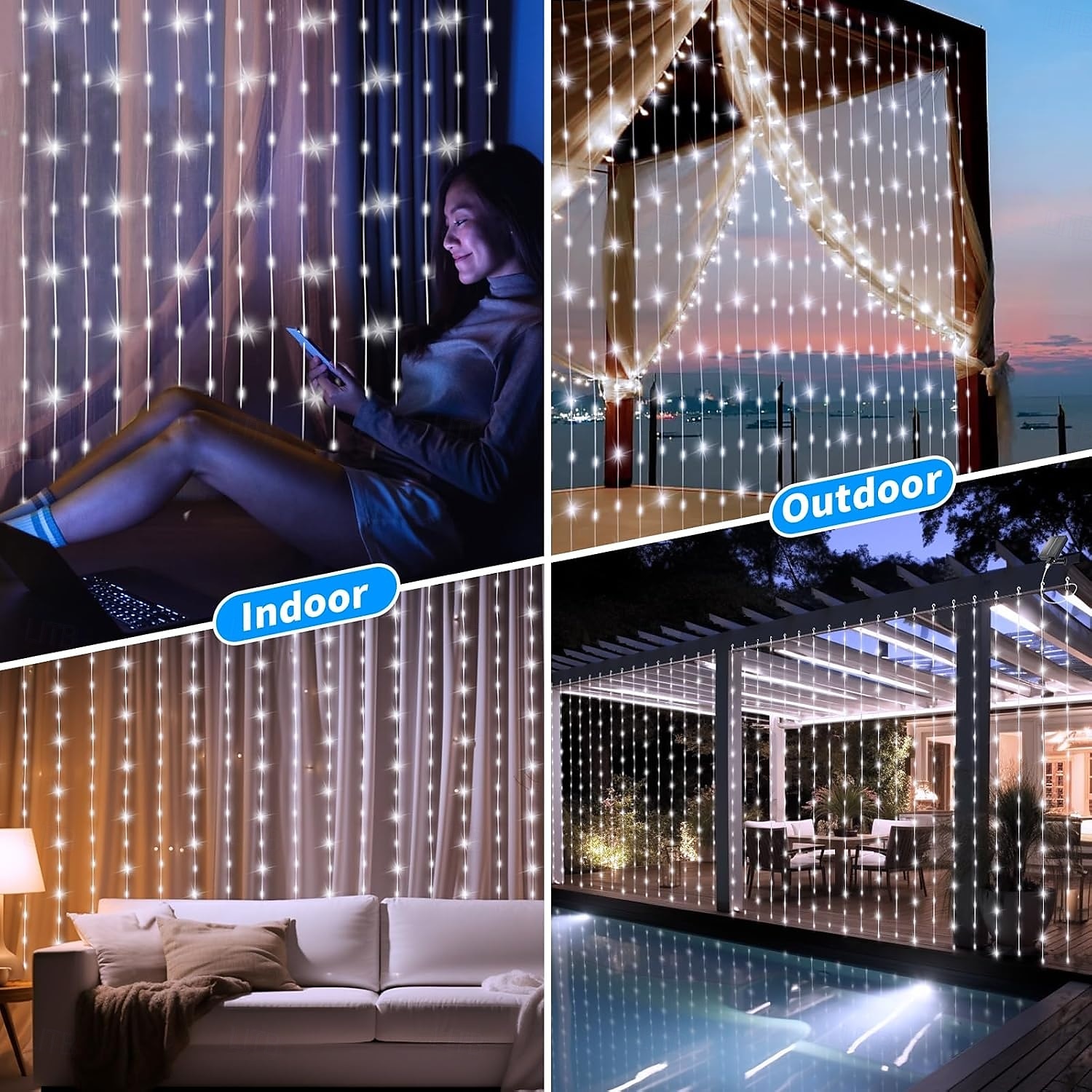 luci a stringa da 3 m alimentate ad energia solare 300 LED con telecomando a 13 tasti bianco caldo bianco freddo blu luci natalizie per interni festa matrimonio 1 pz del 2025 a $32.99 –P8