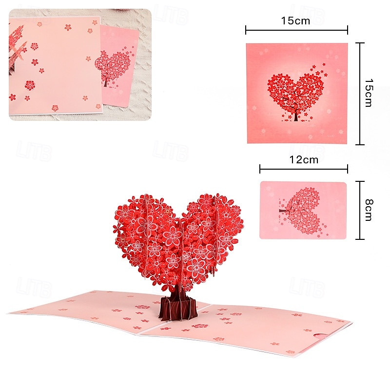 3D vyskakovací přání ke dni svatého Valentýna, design stromu s třešňovým květem, papírové vyřezávané přání ke Dni matek, požehnání a děkovné zprávy 2025 - $7.99 –P5