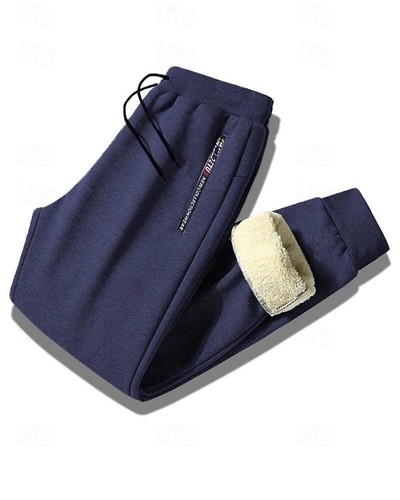 Men's Fleece Pants Sweatpants Joggers Winter Pants Trousers Pocket Drawstring Elastic Waist Plain Comfort Warm Sports Outdoor Daily Fashion Casual Black Navy Blue Micro-elastic 2026 - $21.99 –P3