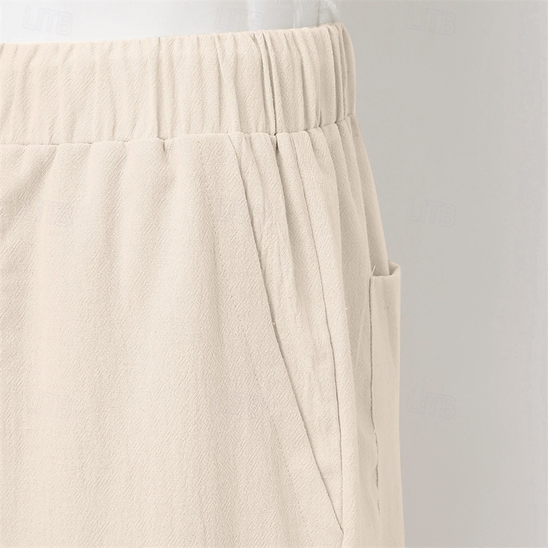 Homens Calças de linho Calças Calça verão Com Cordão Cintura elástica Perna reta Tecido Conforto Respirável Comprimento total Casa Casual Diário Moda Estilo Clássico Preto Branco de 2025 por $21.99 –P5