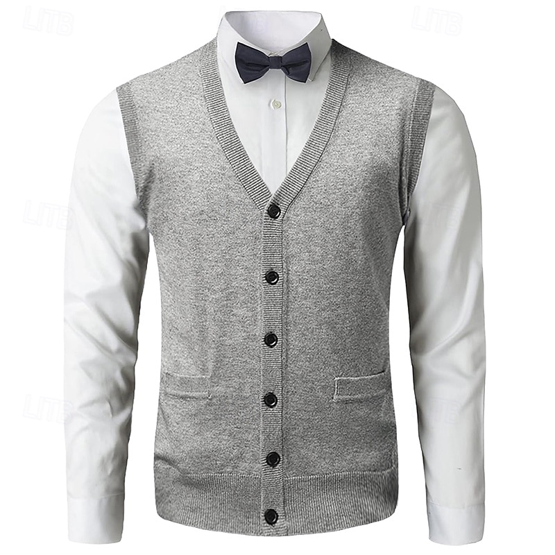 Herren Pullunder Kleid Pullover Stricken Strick Feste Farbe V Ausschnitt Stilvoll Vintage-Stil Freizeitskleidung Bekleidung Herbst Winter Rote Dunkelmarine S M L 2026 - $30.99 –P5