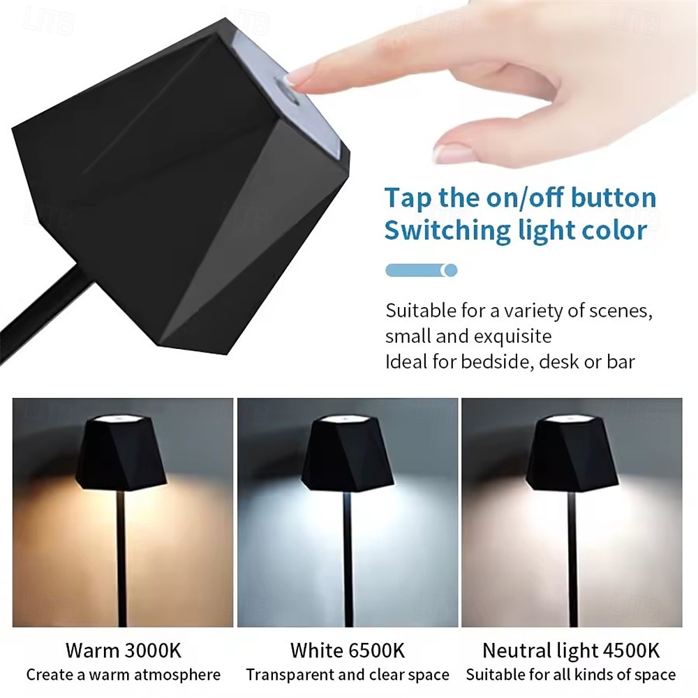 Rechargeable LED Table Lamp - Wireless Touch Desk Lamp USB Powered for 3 colors Movable Touch Lamp LED Light 1pc 2025 - $31.99 –P3