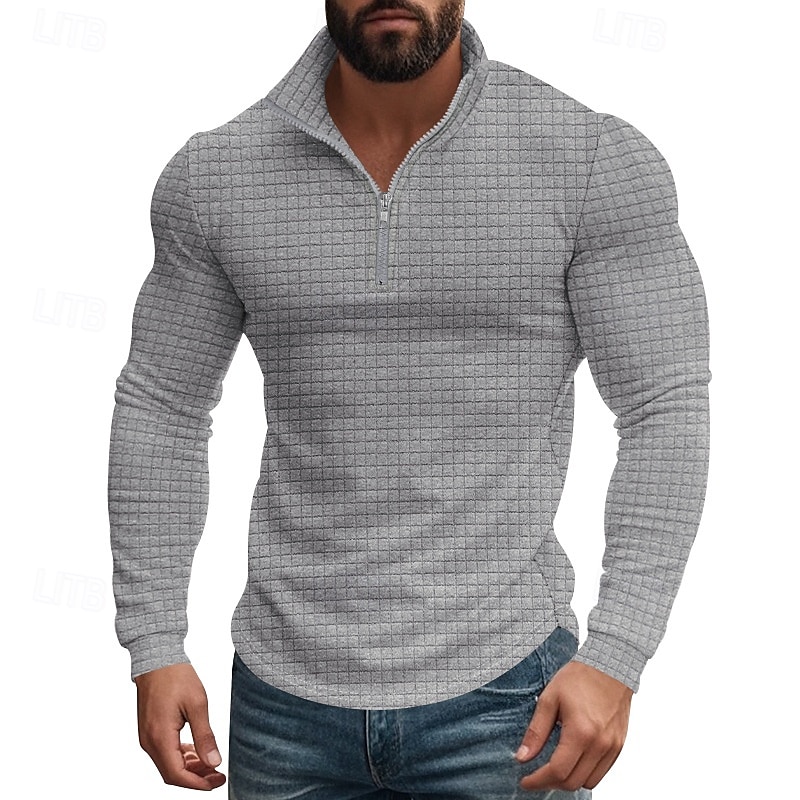 Homme Sweat-shirt Sweat-shirt quart de fermeture éclair Noir Blanche Vin Vert Véronèse Kaki Demi-zip Uni Texturé Sport & Loisir Quotidien Fête Polyester Streetwear Basique Occasionnel Printemps de 2025 ? $21.99 –P10