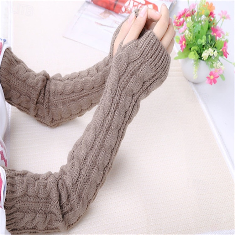 1 Pairs  Elbow Warmer Arm Warmers Long Fingerless Gloves Knit Wrist Warmers with Thumb Hole Open F inger Arm Socks for Women Adult 2026 - $7.99 –P1