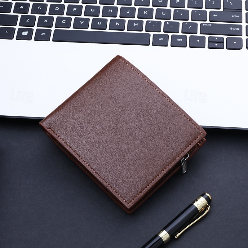 Wallet with Zipper, Father's Day Gift for Men Multi-Card Holder, Fashionable Leather Bifold Wallet for Men, Stylish and Durable 2025 - $8.99 –P2