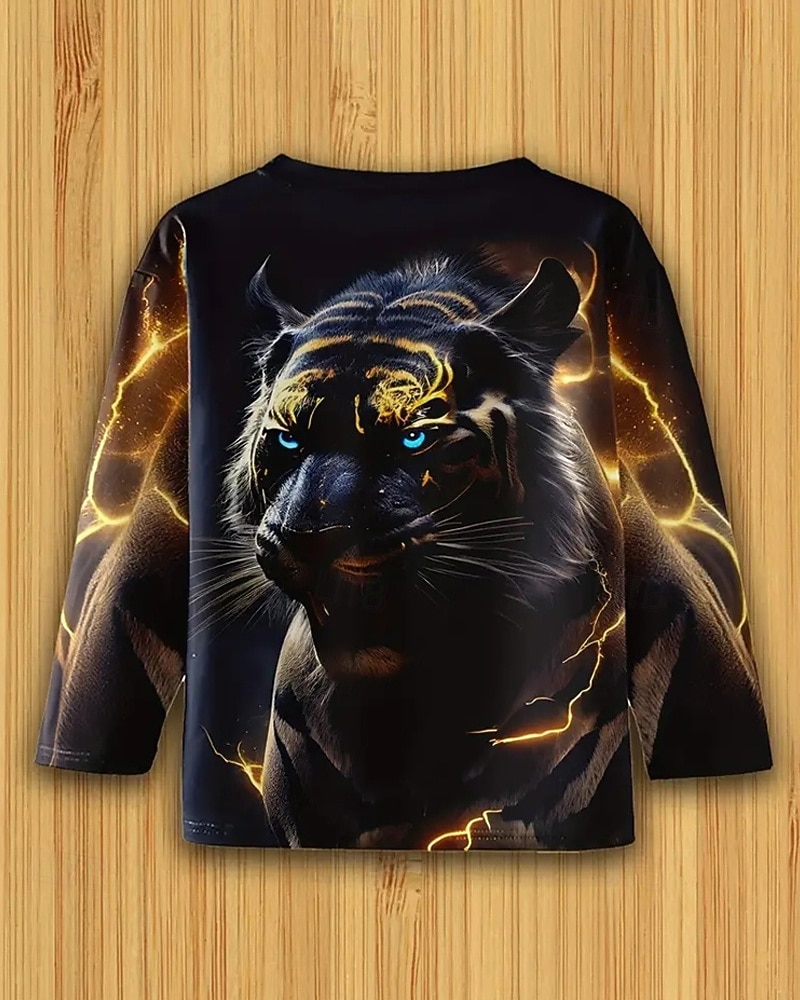 Boys 3D Graphic Animal Tiger T shirt Tee Long Sleeve Spring Fall Fashion Basic Kids 4-12 Years Crew Neck Outdoor Casual Daily Regular Fit 2025 - $13.99 –P3