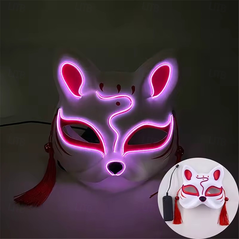 Carnival LED Fox Luminous Mask - Festival Party Light Up Decoration Prop, Internet Celebrity Live Streaming Gift AA Batteries Powered - 1PC 2025 - $14.99 –P12