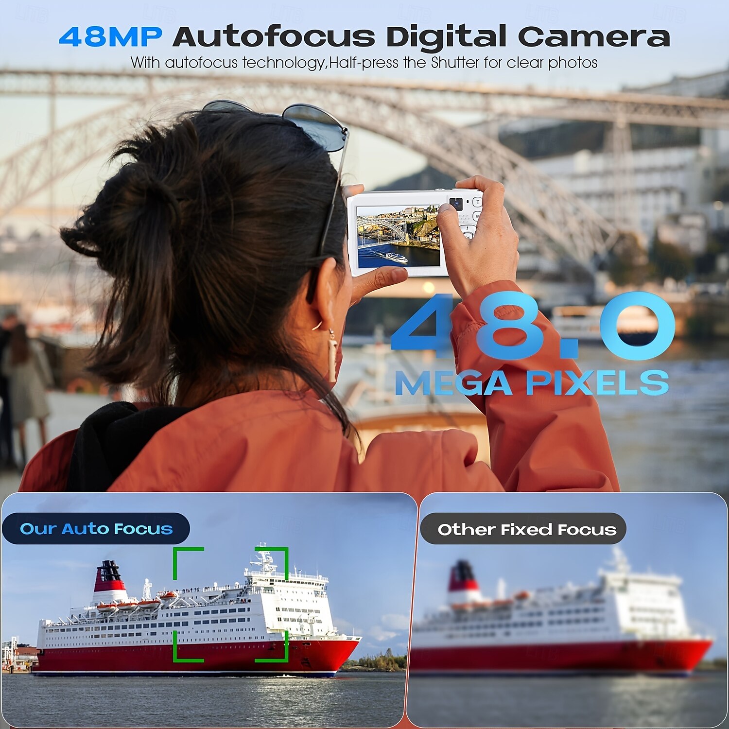 2025年 16倍デジタルズーム、デュアルレンズオートフォーカス、ポイントアンドシュートカメラ、旅行用コンパクトカメラを備えた4Kデジタルカメラ  コレクション – $111.99 –P6